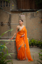 Aruneshi (Sunlit Zardosi Organza Saree)