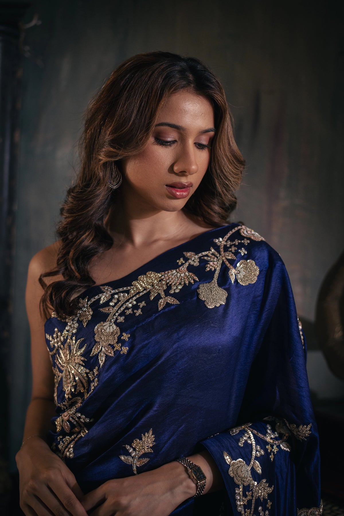 Nishitha (Midnight Blue Zardosi Organza Saree)
