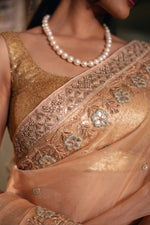 Kusumrekha (Peach Pink Gota Zardozi Saree)