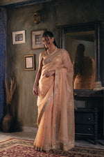 Kusumrekha (Peach Pink Gota Zardozi Saree)