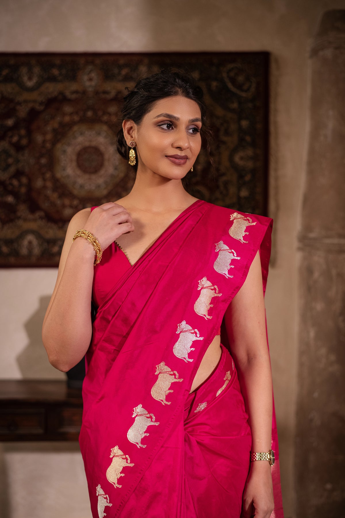 Nandivallari (Pure Katan Silk Pichwai Border Saree)