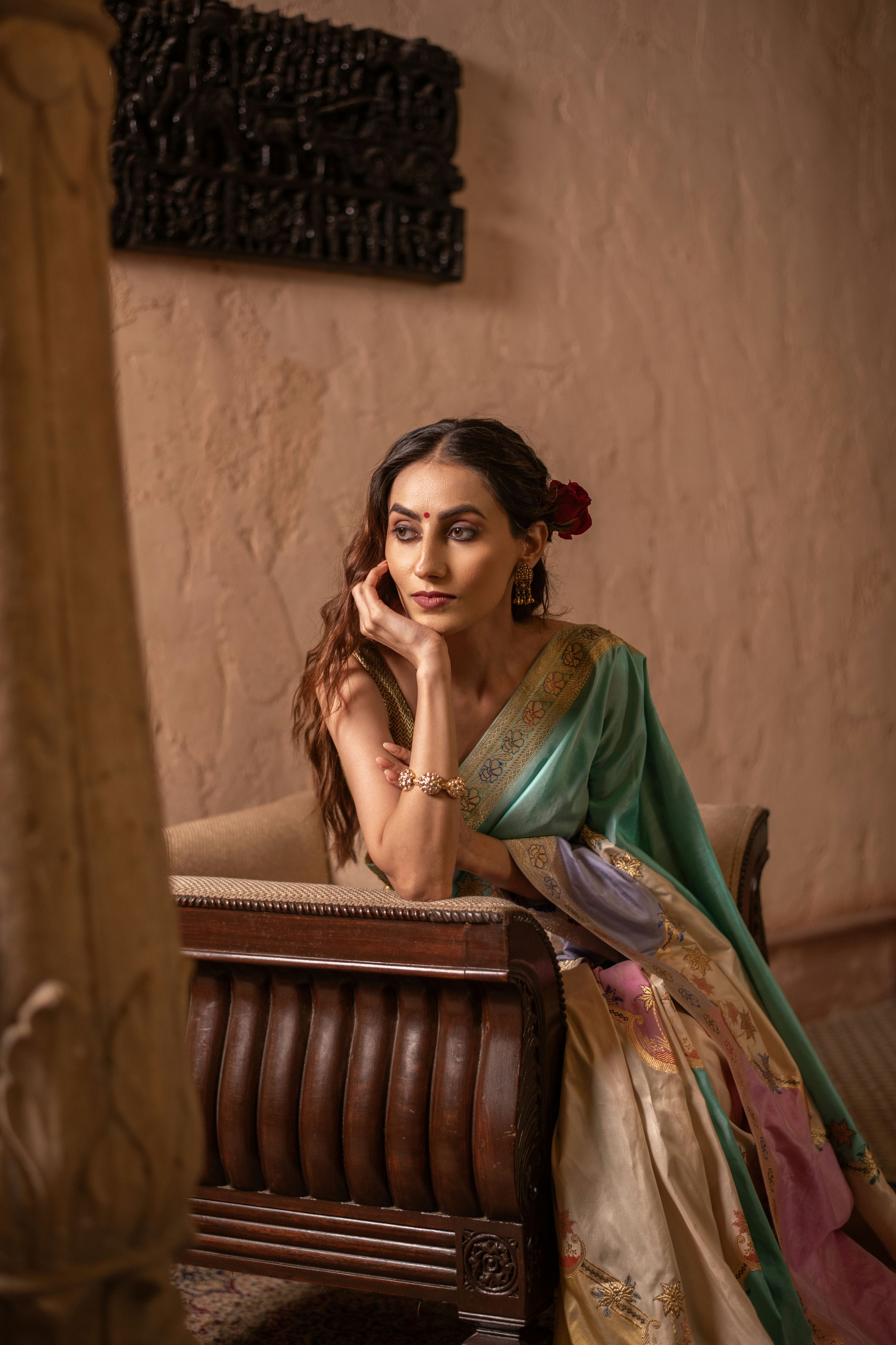 Exquisite Bright Shade Rangkat Weave Saree