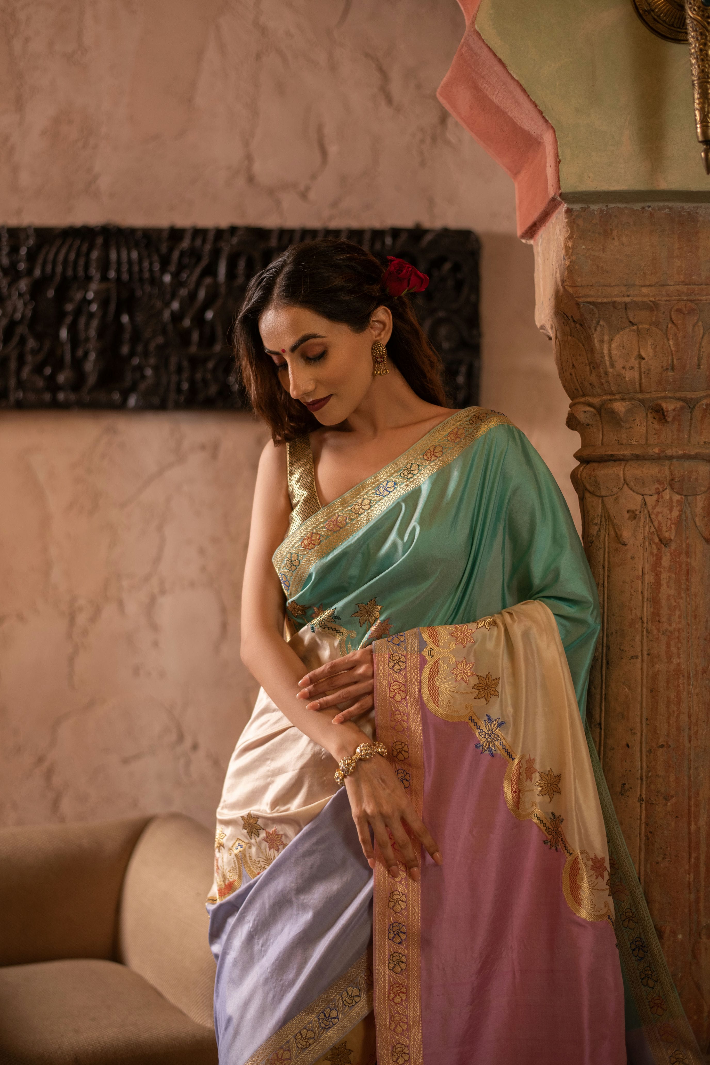 Exquisite Bright Shade Rangkat Weave Saree