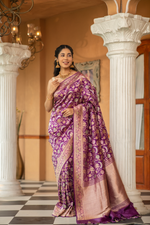 Indraneeli (Royal Purple Jangla Katan Silk Saree)