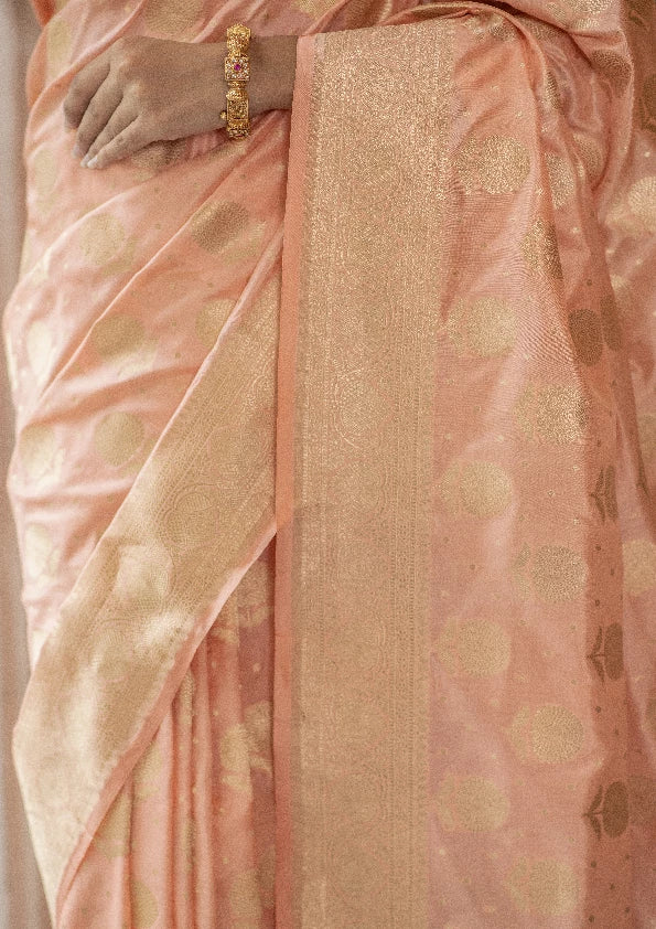 Kamalanshi (Peach Gulab Zari Katan Saree)
