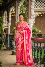Padmaraga (Pink Tissue Brocade Kora Saree)