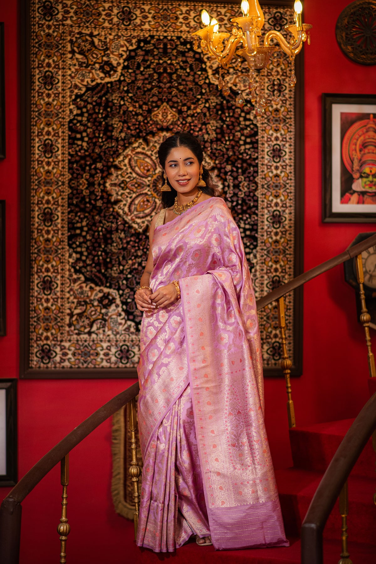 Saubhagyaa (Lavender Meenakari Jangla Saree)