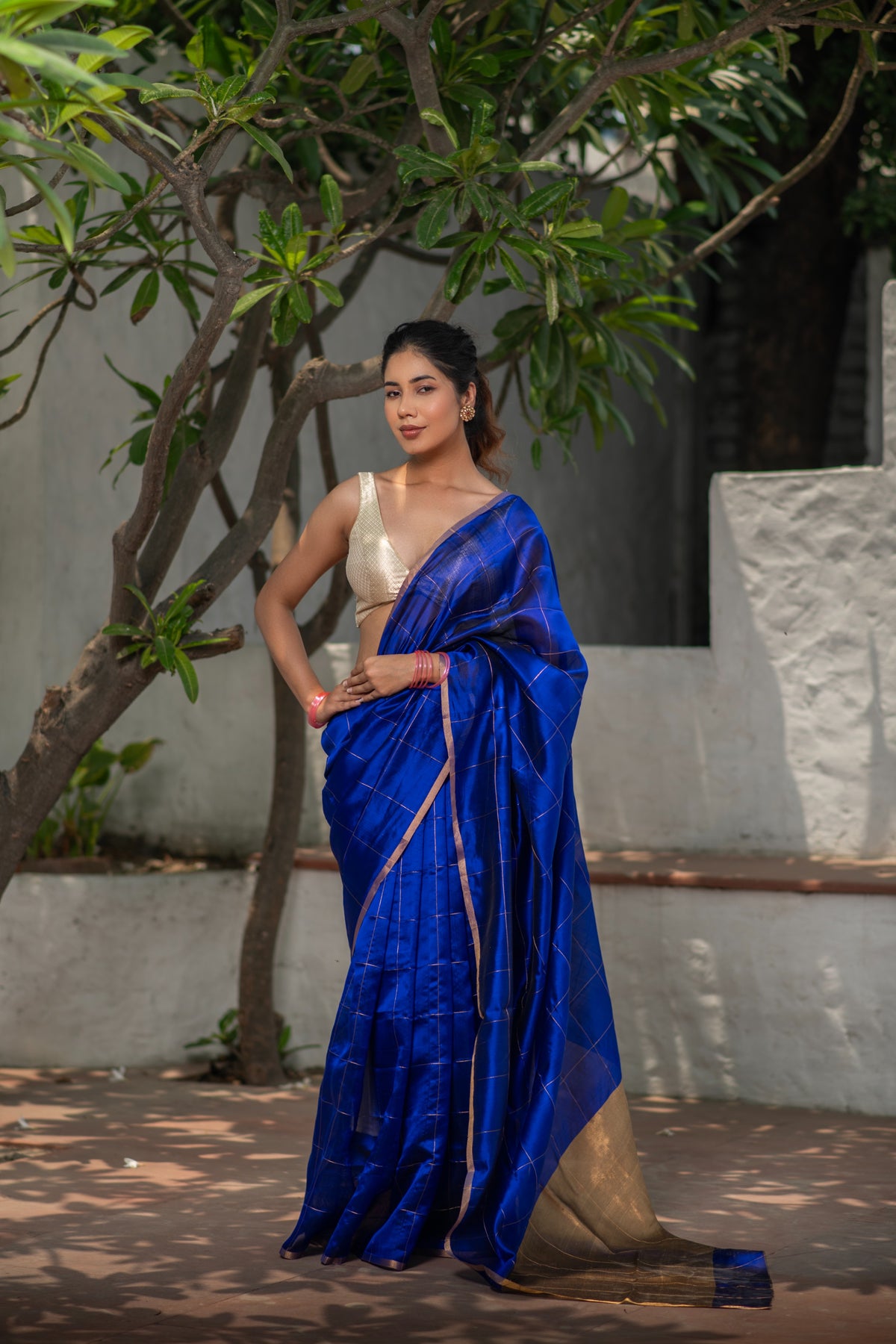 Nilambara (Royal Blue Zari Checkered Chanderi Saree)