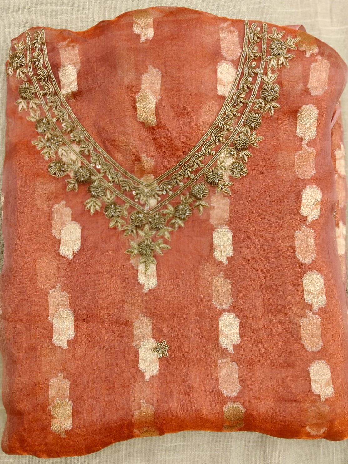 Kusheyi (Golden Tissue Dabka Suit)