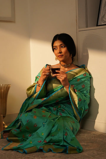 Pure Katan Silk Shikargaha Banarasi Saree – Multi-Colored Meenakari (Dummy)