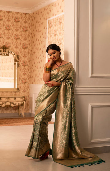 Luxurious Tissue Katan Silk Saree with Allover Banarasi Brocade Weave