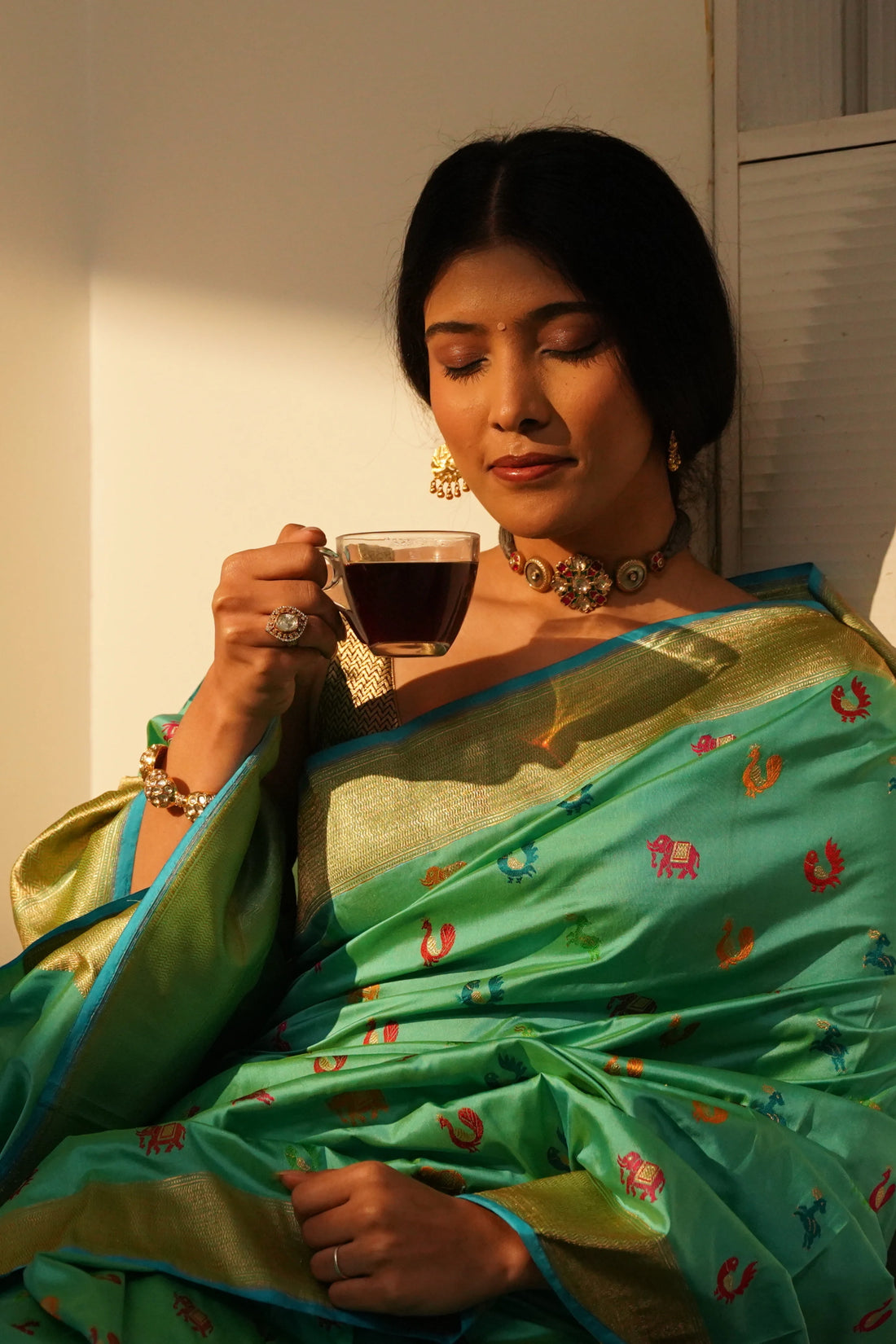 Pure Katan Silk Shikargaha Banarasi Saree – Multi-Colored Meenakari (Dummy)