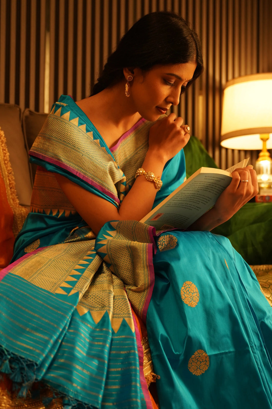 Ferozi Blue Pure Katan Silk Banarasi Saree (Dummy)