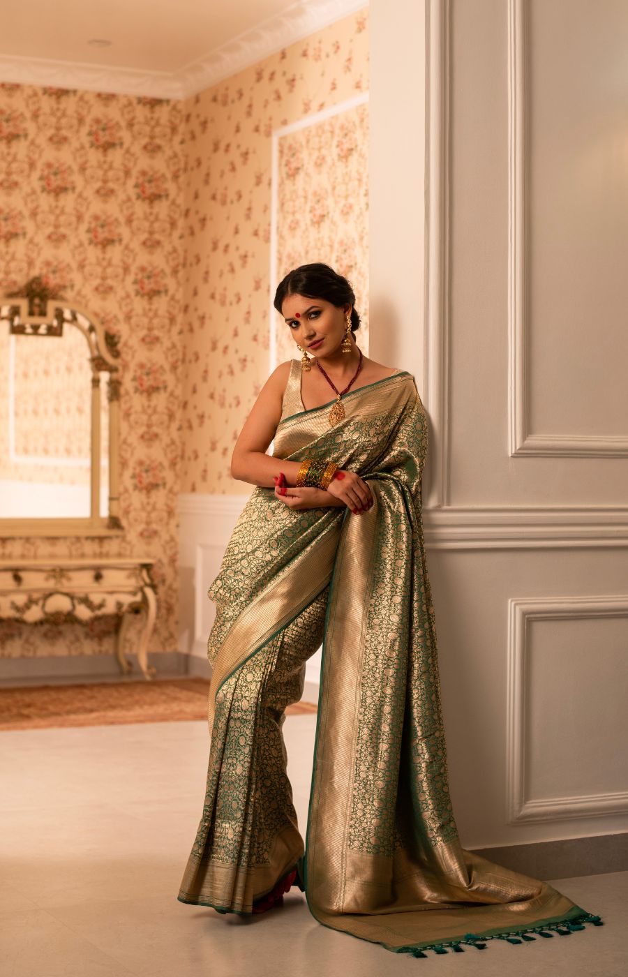 Luxurious Tissue Katan Silk Saree with Allover Banarasi Brocade Weave