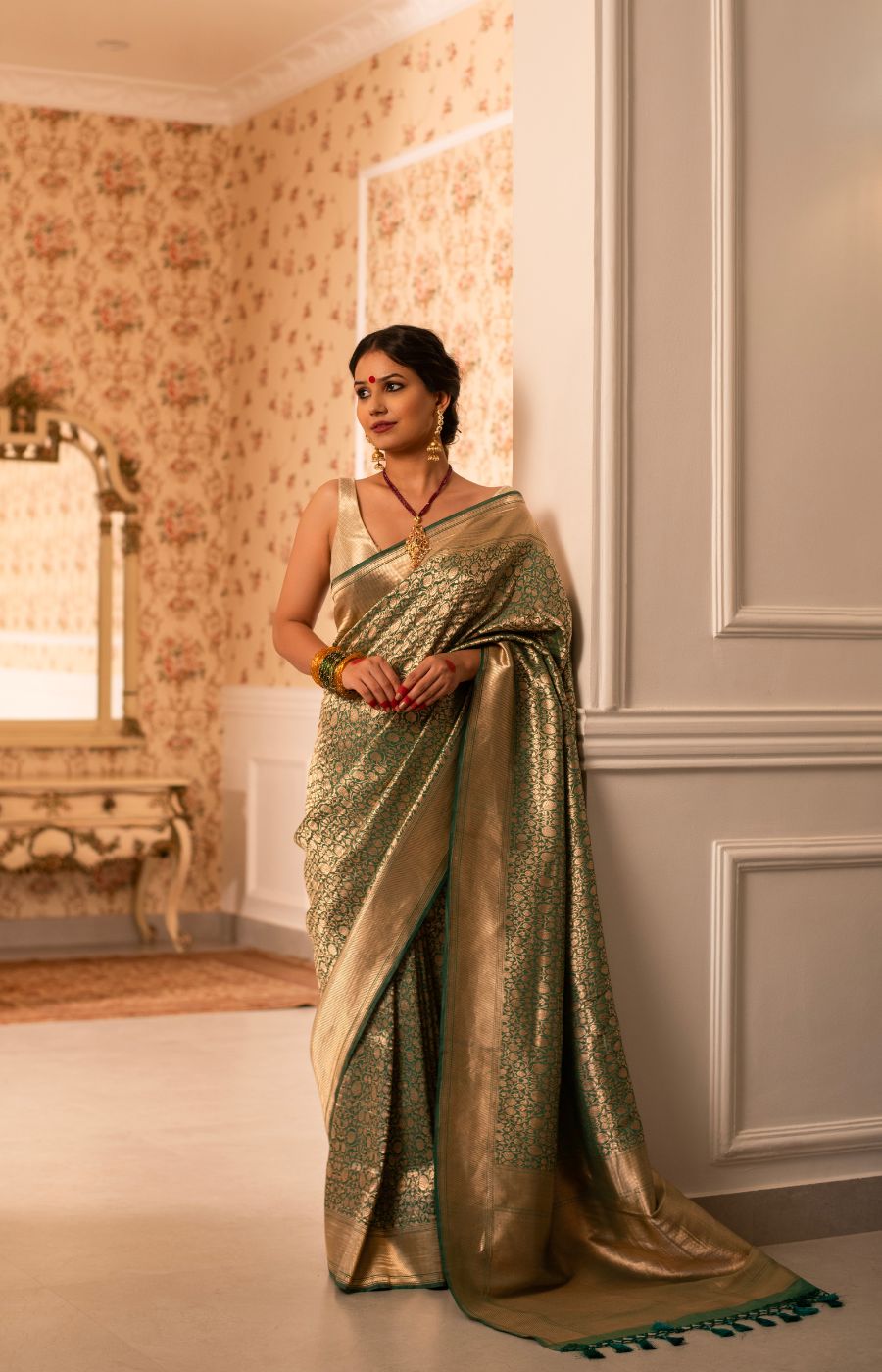 Luxurious Tissue Katan Silk Saree with Allover Banarasi Brocade Weave