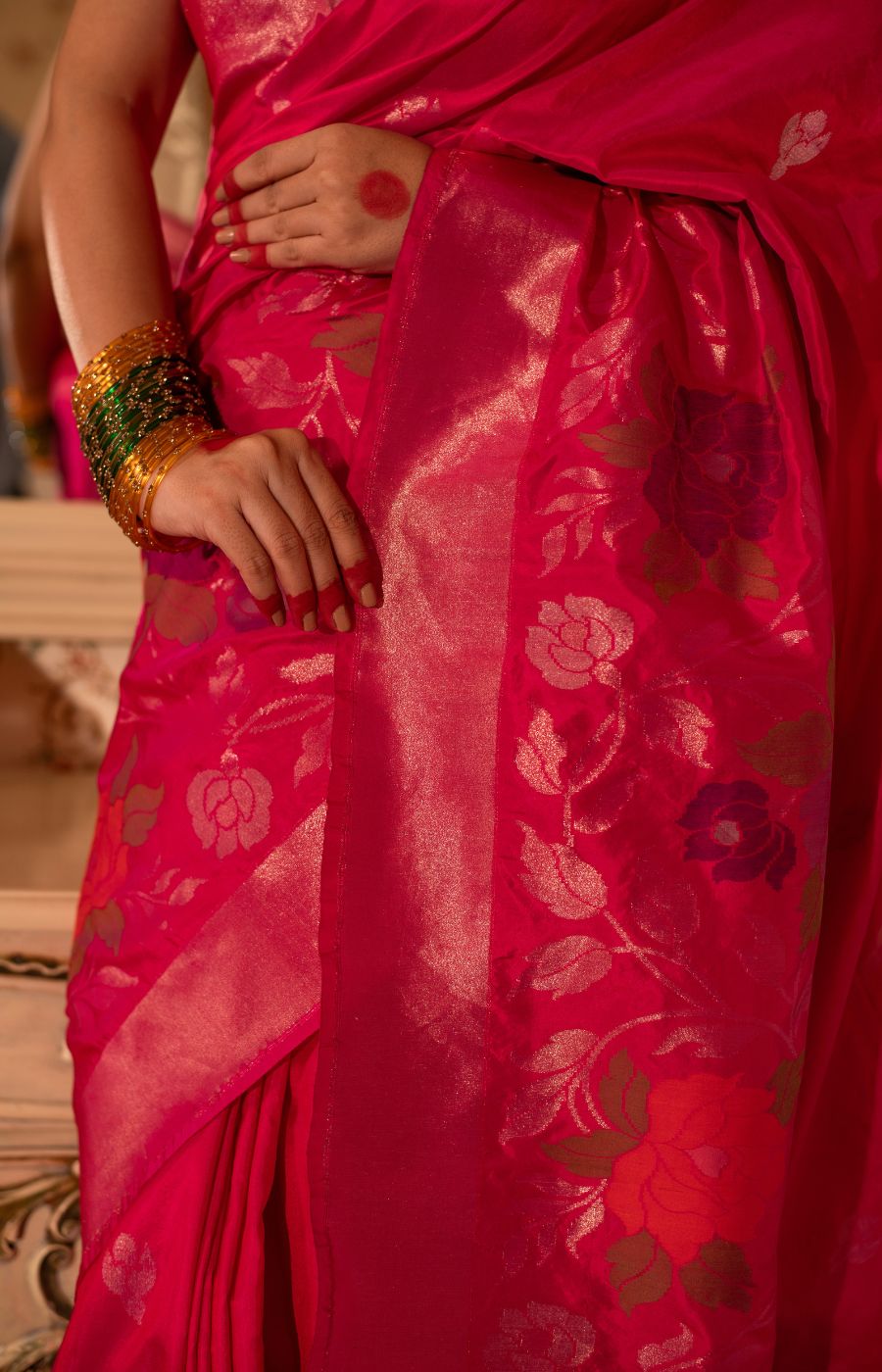 Ethereal Real Zari Iktara Weave Jamdani Katan Silk Saree