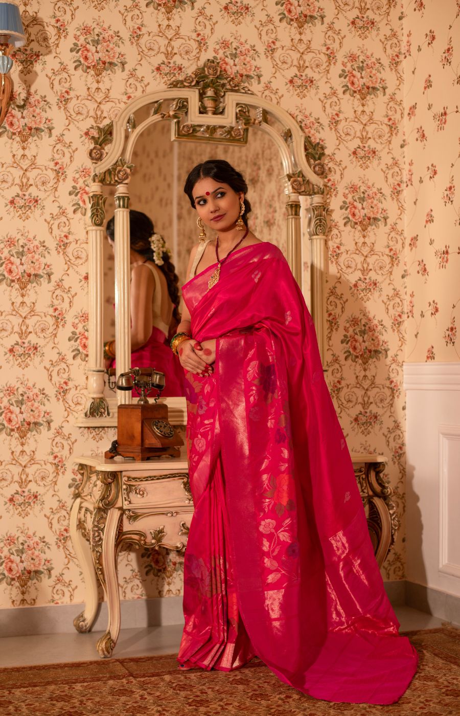 Ethereal Real Zari Iktara Weave Jamdani Katan Silk Saree