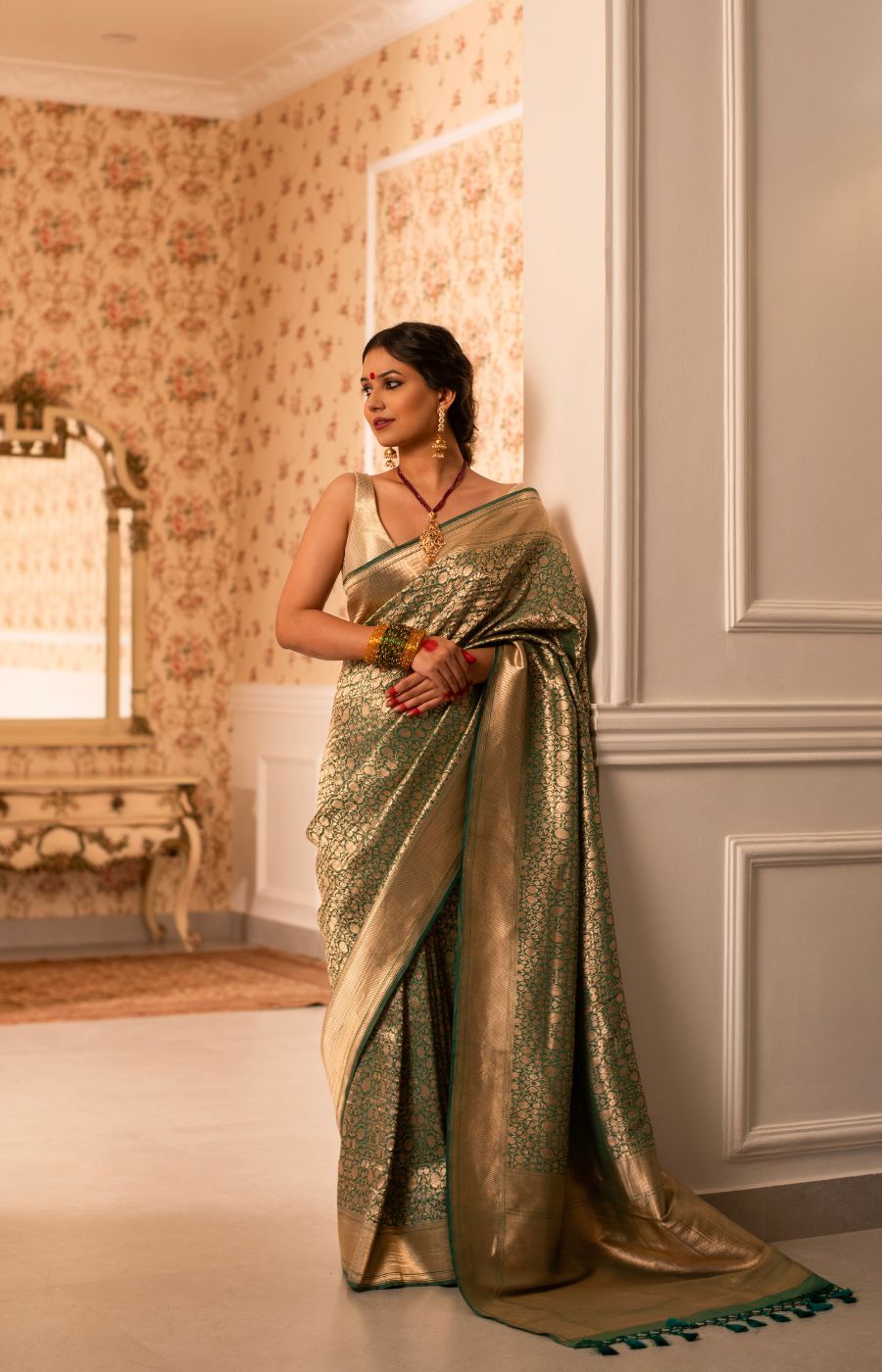 Luxurious Tissue Katan Silk Saree with Allover Banarasi Brocade Weave