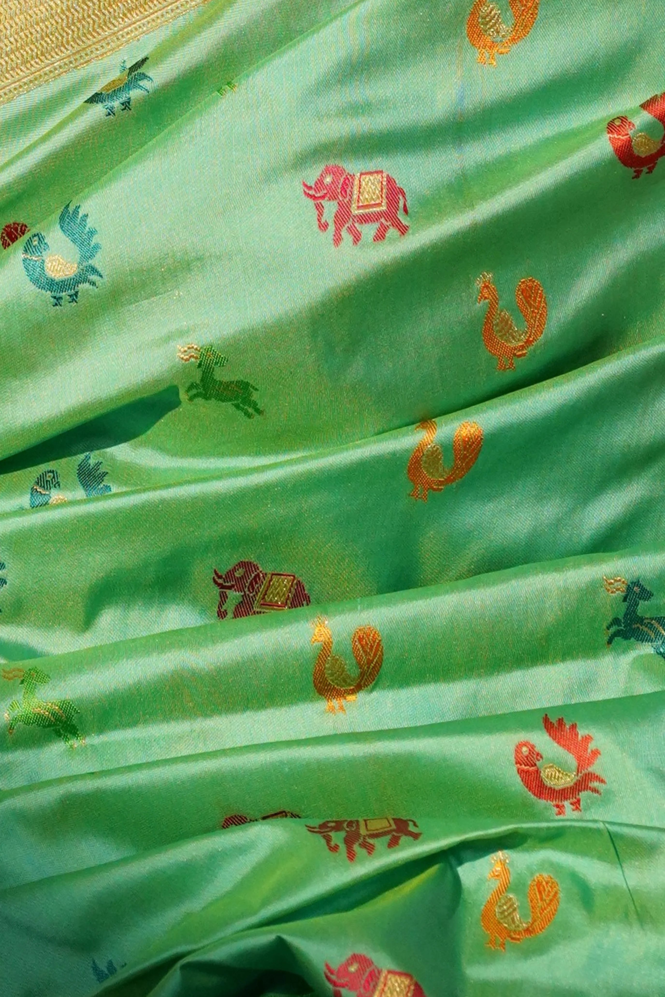 Pure Katan Silk Shikargaha Banarasi Saree – Multi-Colored Meenakari (Dummy)