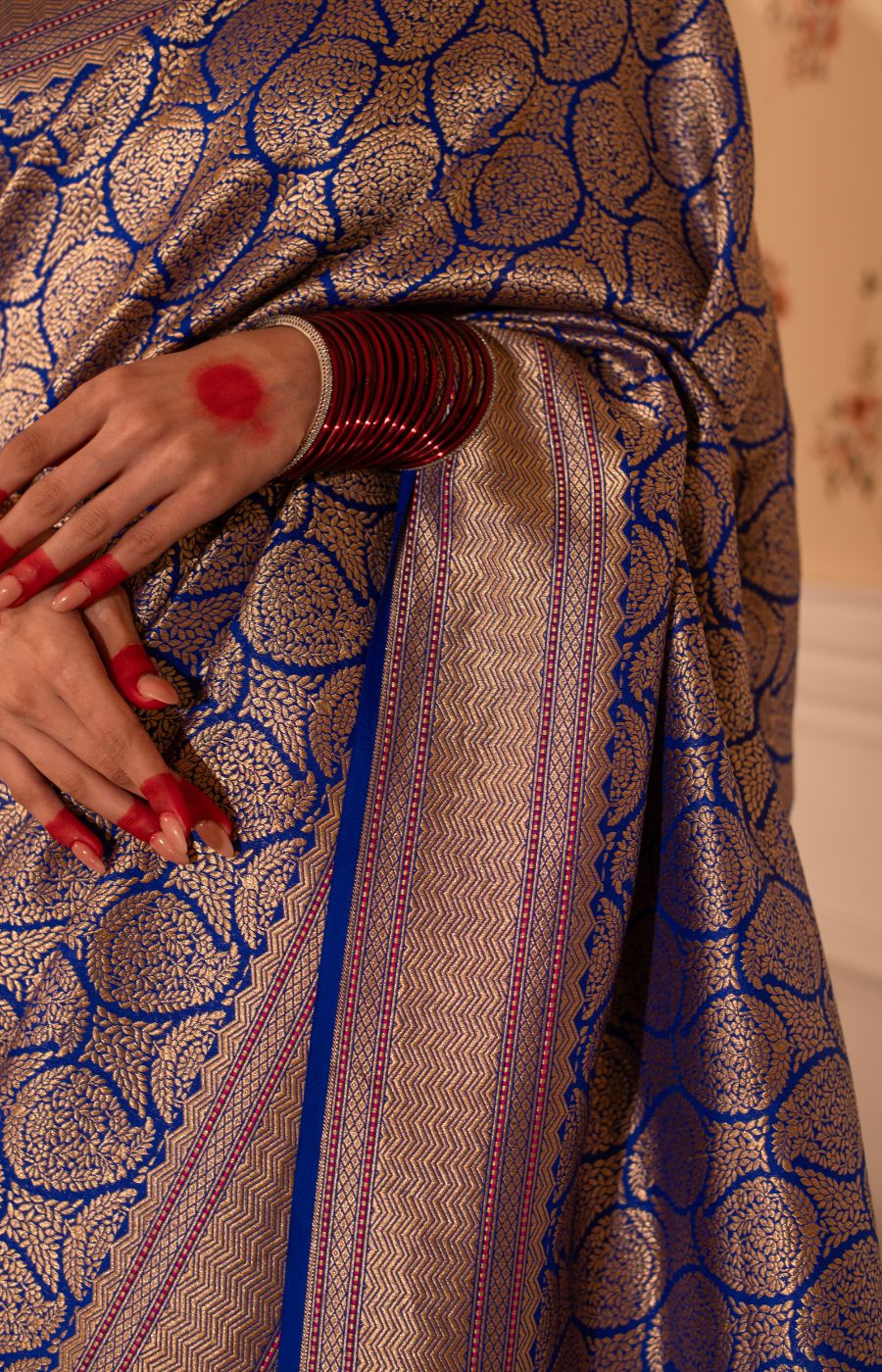 Majestic Royal Blue Banarasi Katan Silk Brocade Saree