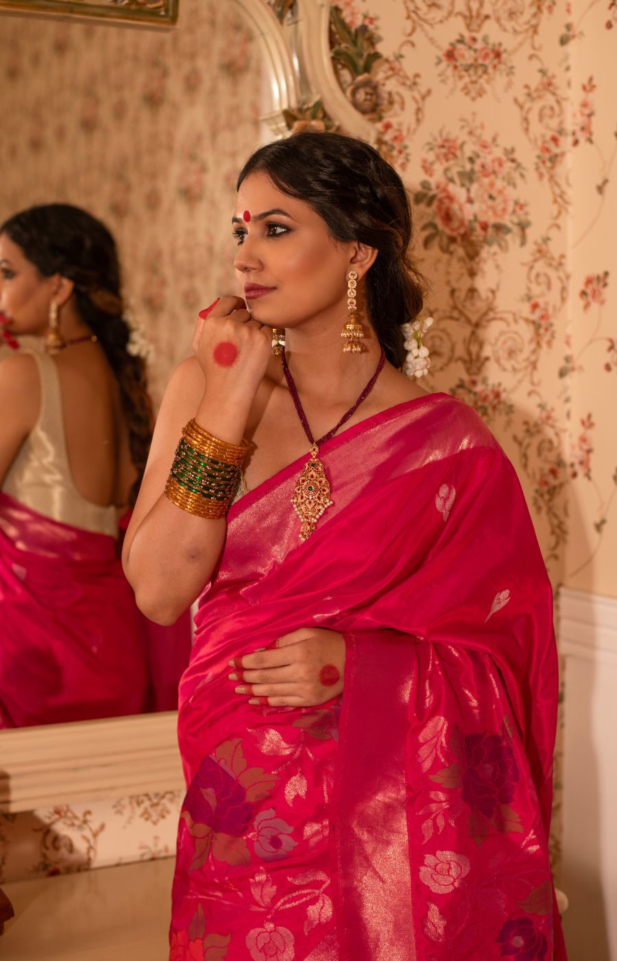 Ethereal Real Zari Iktara Weave Jamdani Katan Silk Saree