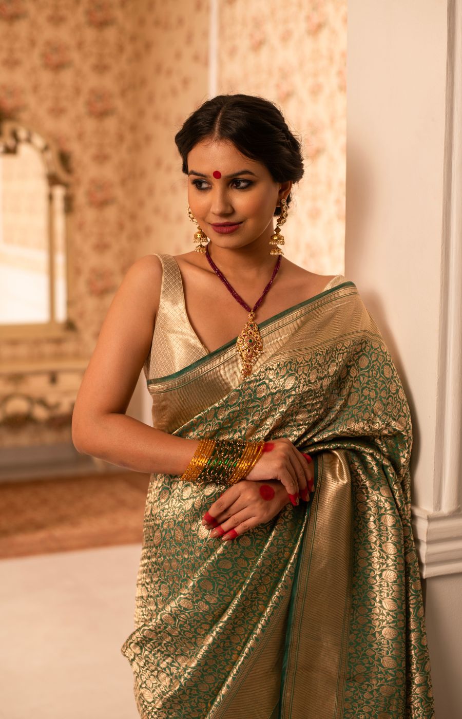 Luxurious Tissue Katan Silk Saree with Allover Banarasi Brocade Weave
