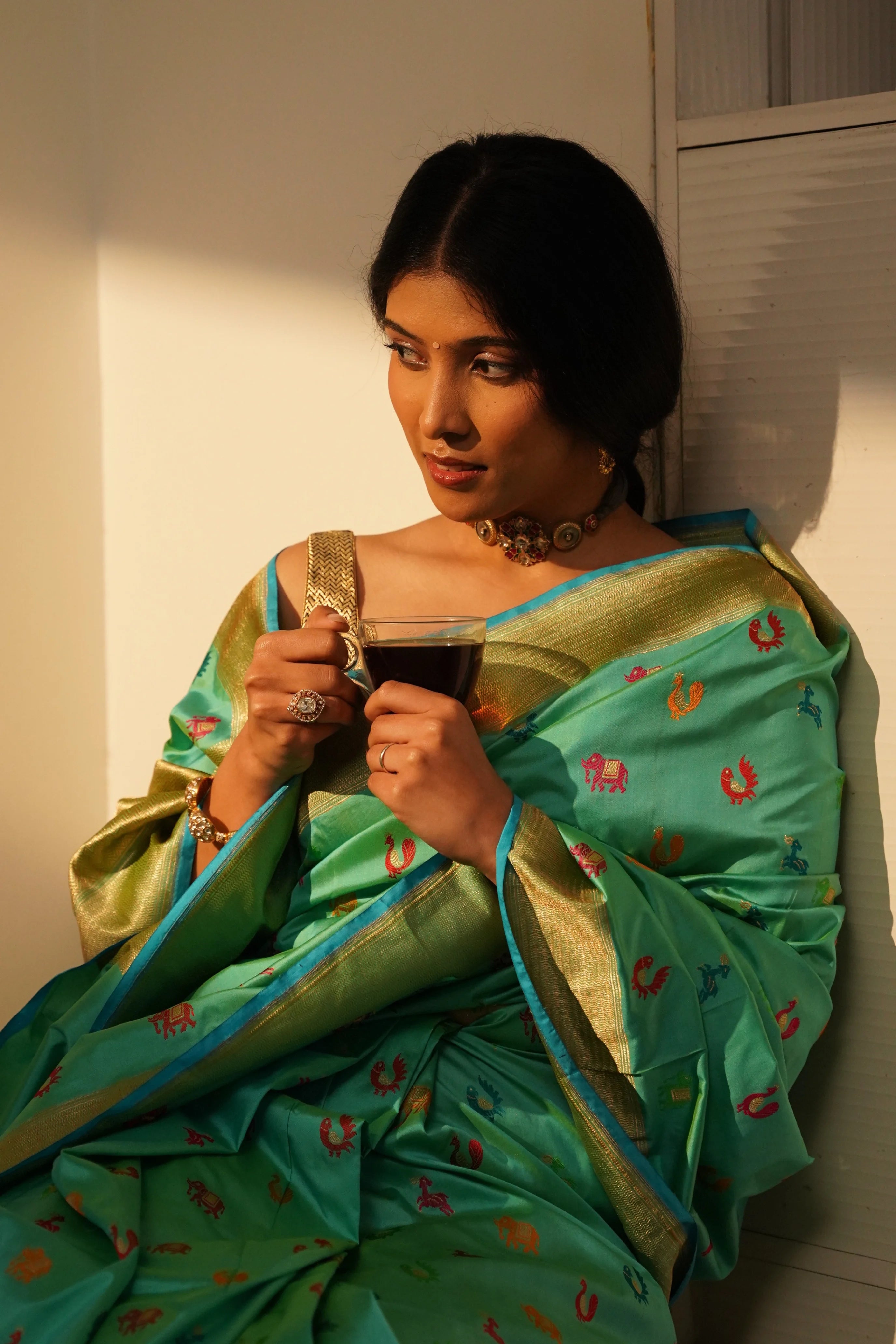 Pure Katan Silk Shikargaha Banarasi Saree – Multi-Colored Meenakari (Dummy)