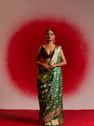 Yashica (Allover Katan Emerald Green Jangla)