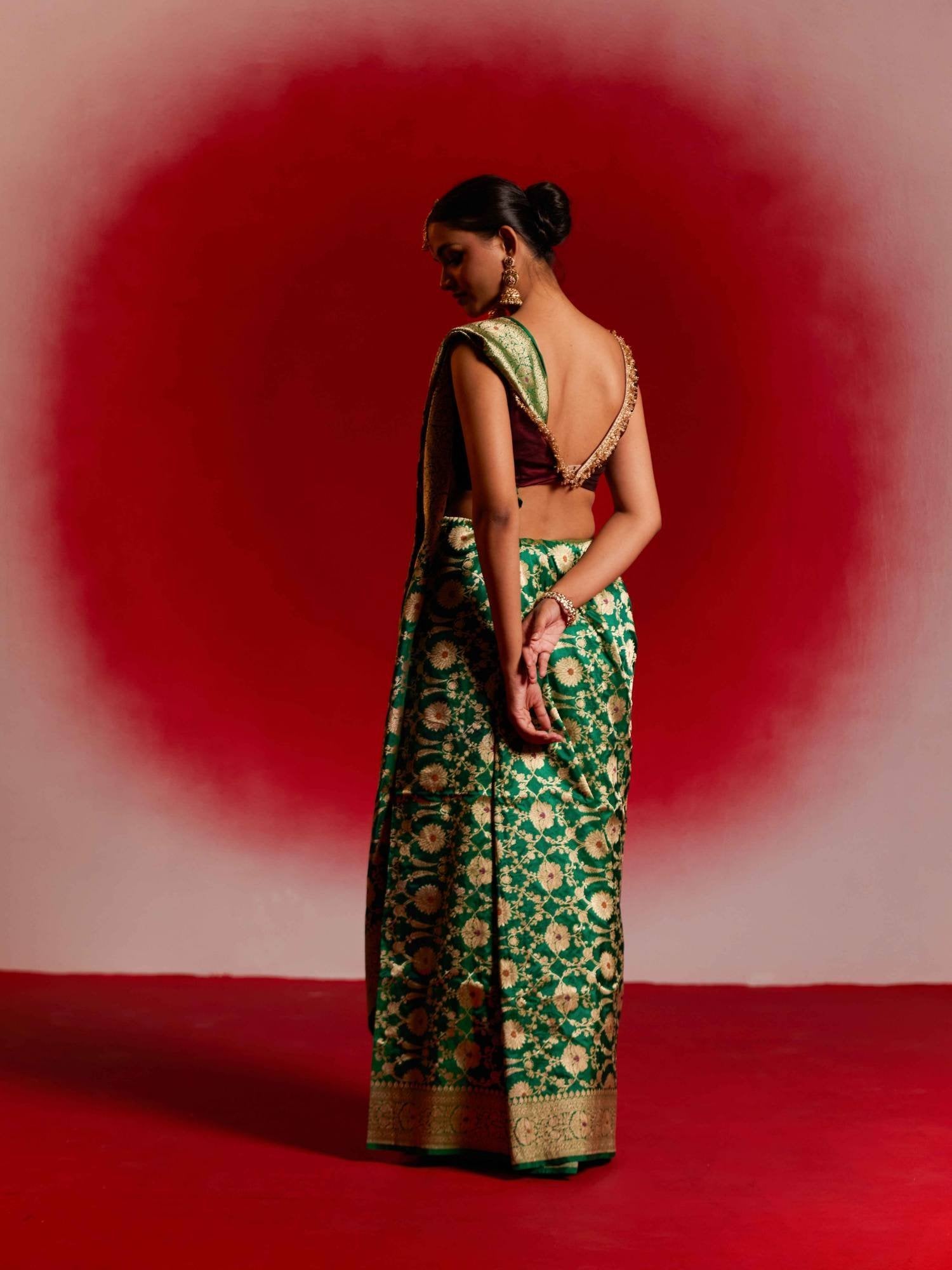 Yashica (Allover Katan Emerald Green Jangla)