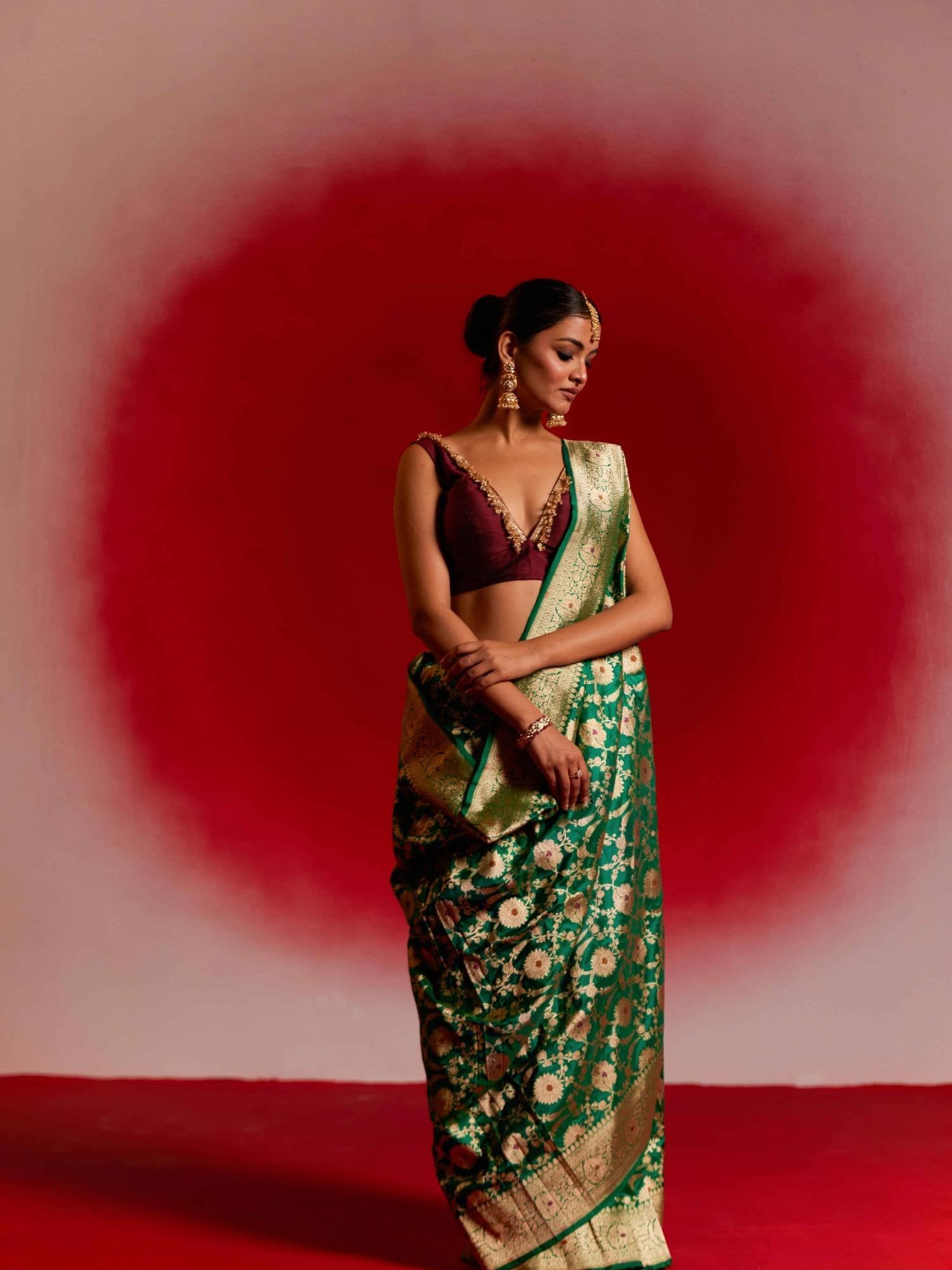 Yashica (Allover Katan Emerald Green Jangla)