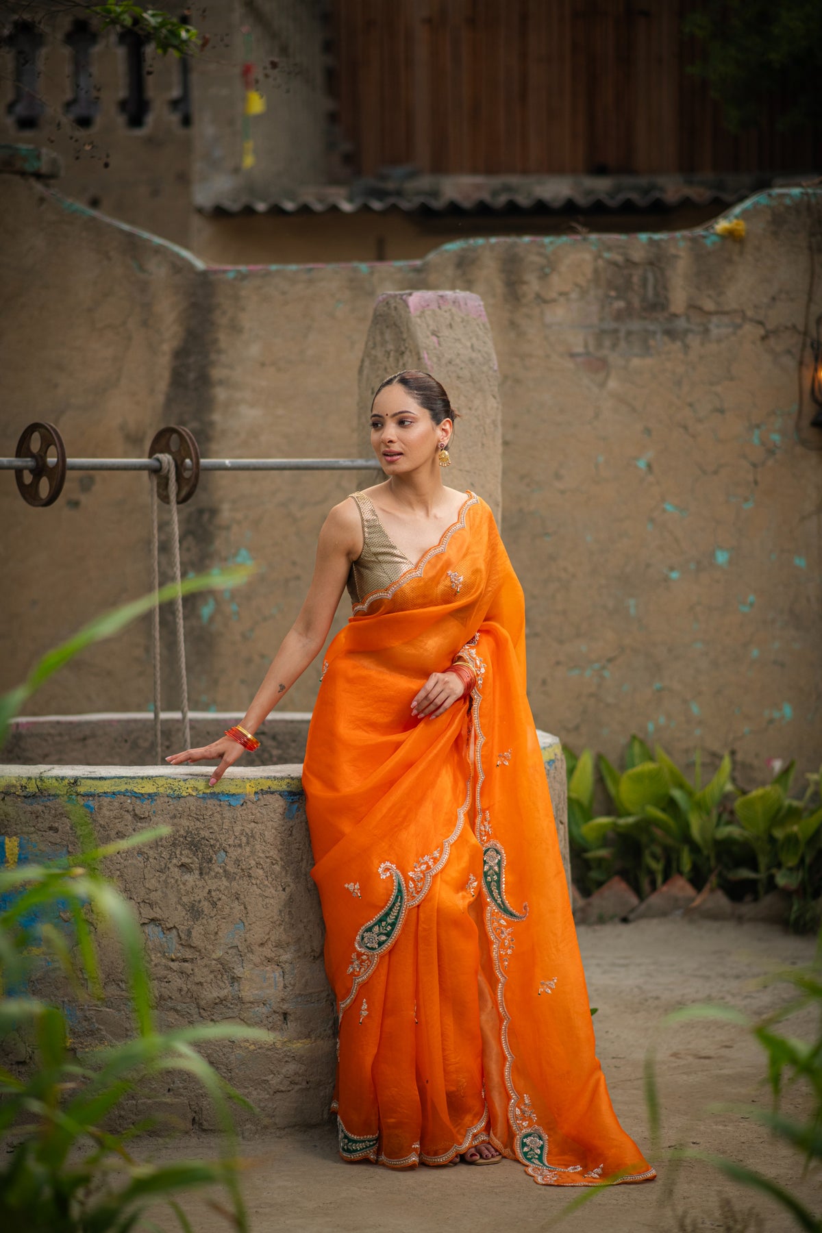 Aruneshi (Sunlit Zardosi Organza Saree)