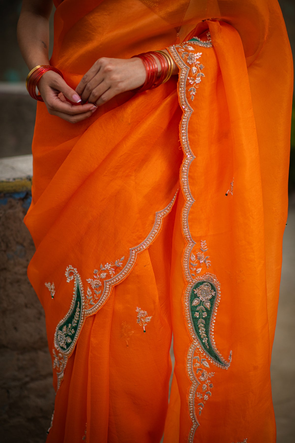Aruneshi (Sunlit Zardosi Organza Saree)