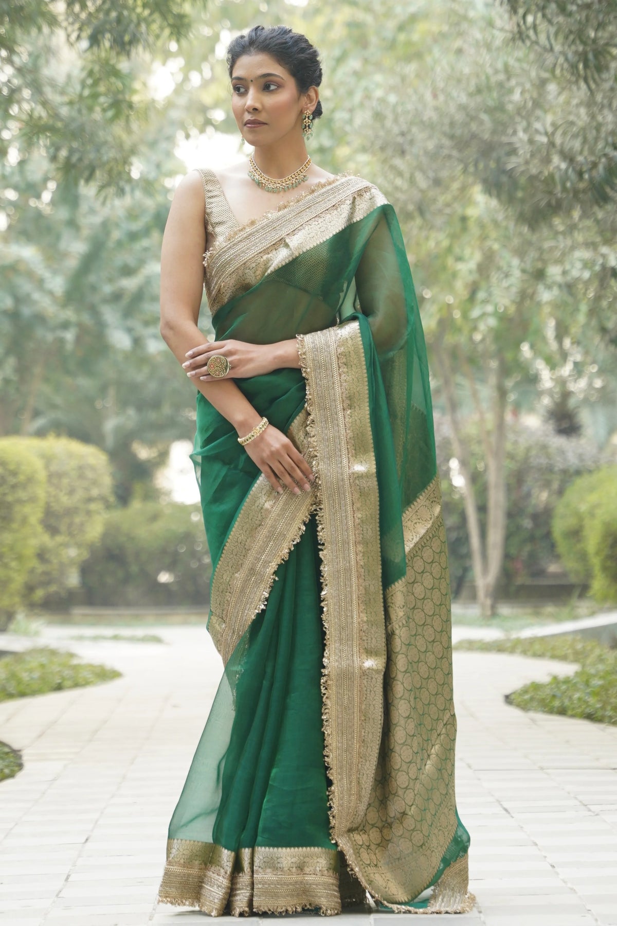 Marakshri (Emerald Tissue Zari Saree)