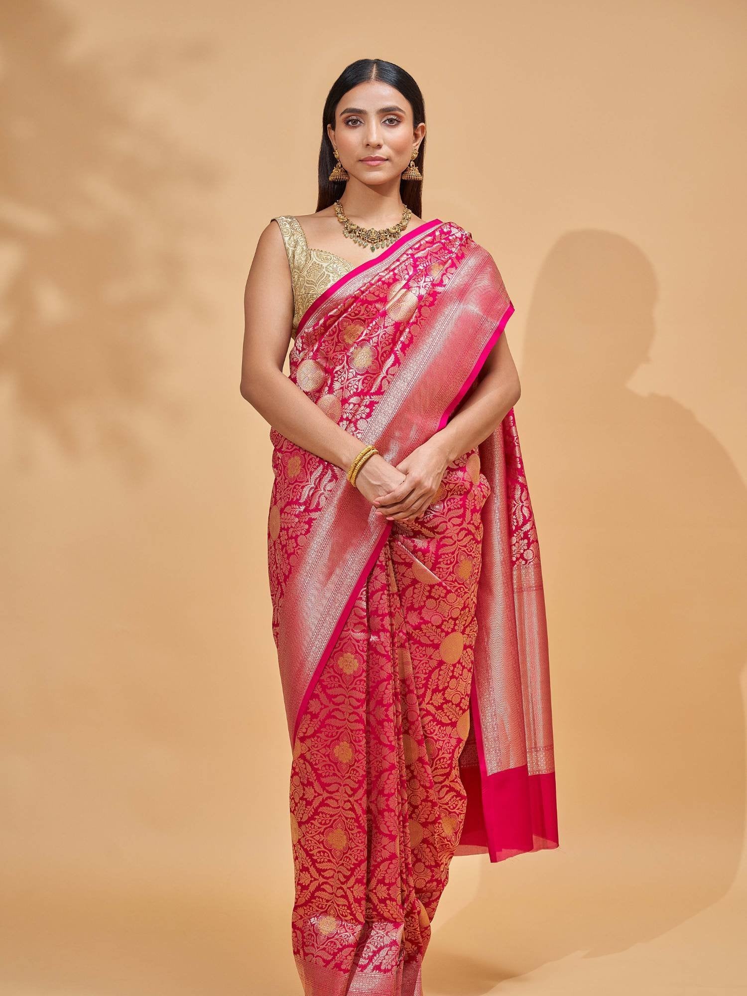 Tanishka (Brocade Pink Jangla Saree)