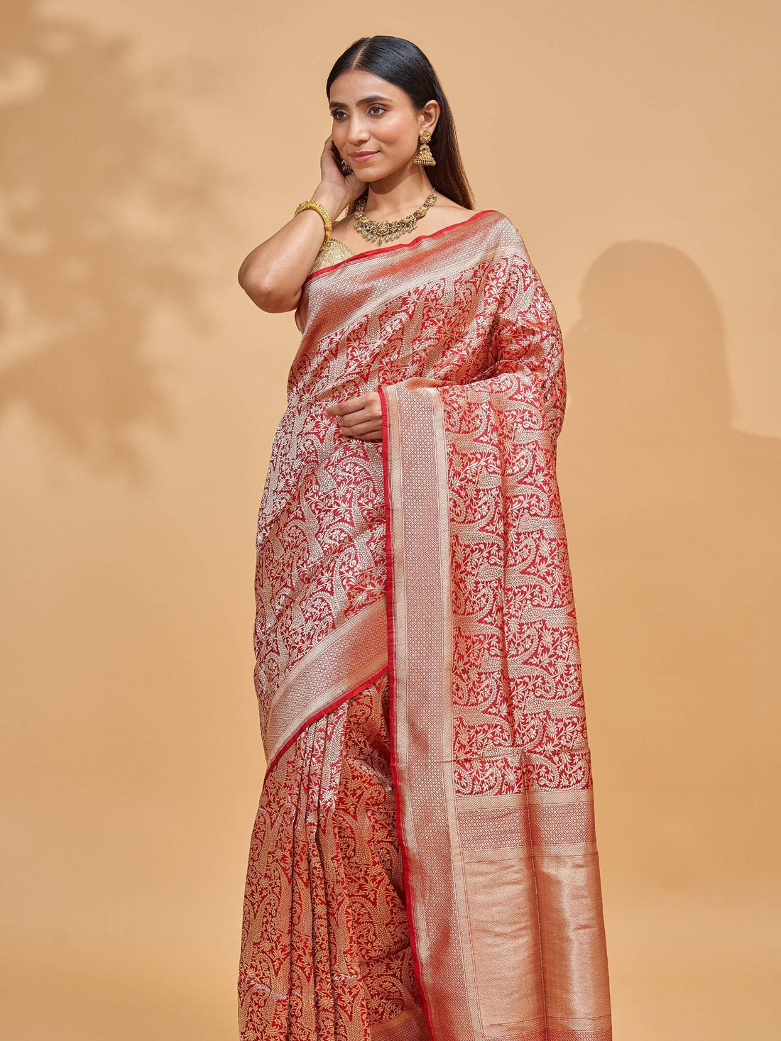 Nitya (Brocade Red Paisley Saree)