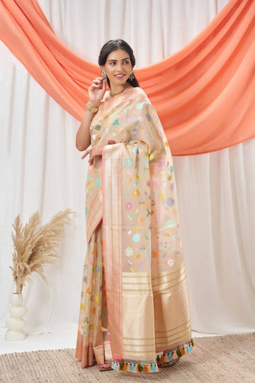 Kora Kadwa Multi Boota Saree