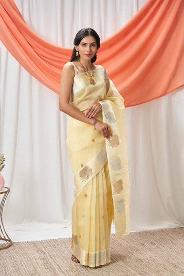 Kora Banarasi Saree with Nandi Motifs