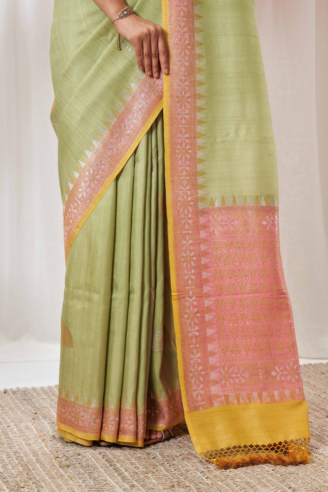 Mint Green Tussar Georgette Saree