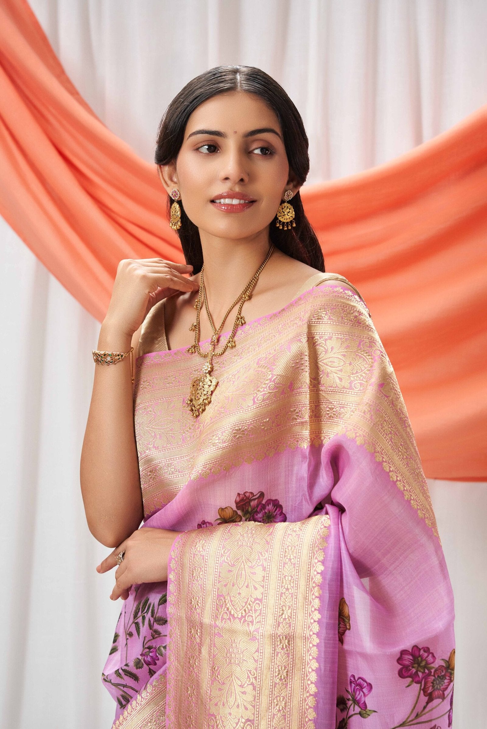 Kora Banarasi Digital Print Saree