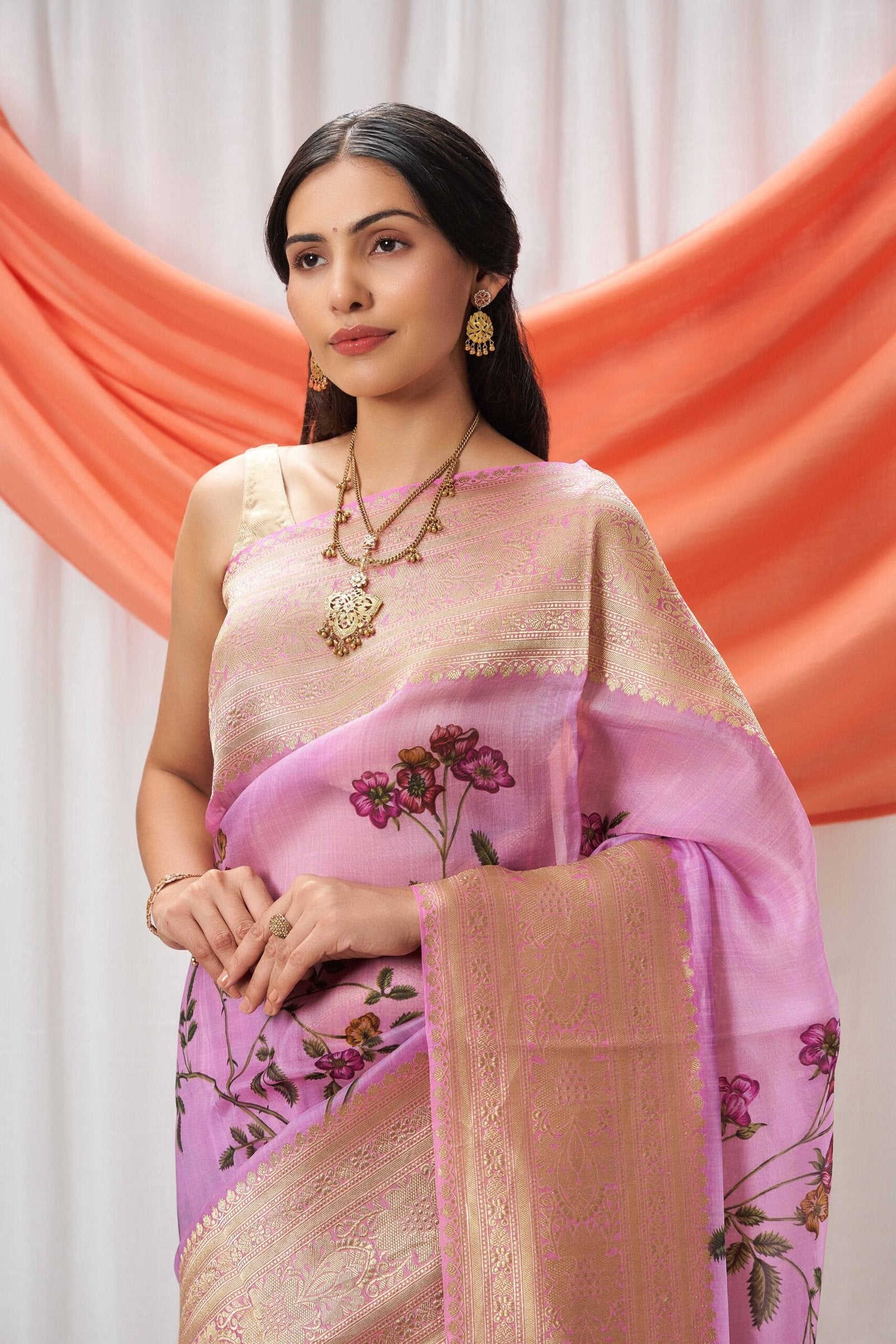Kora Banarasi Digital Print Saree