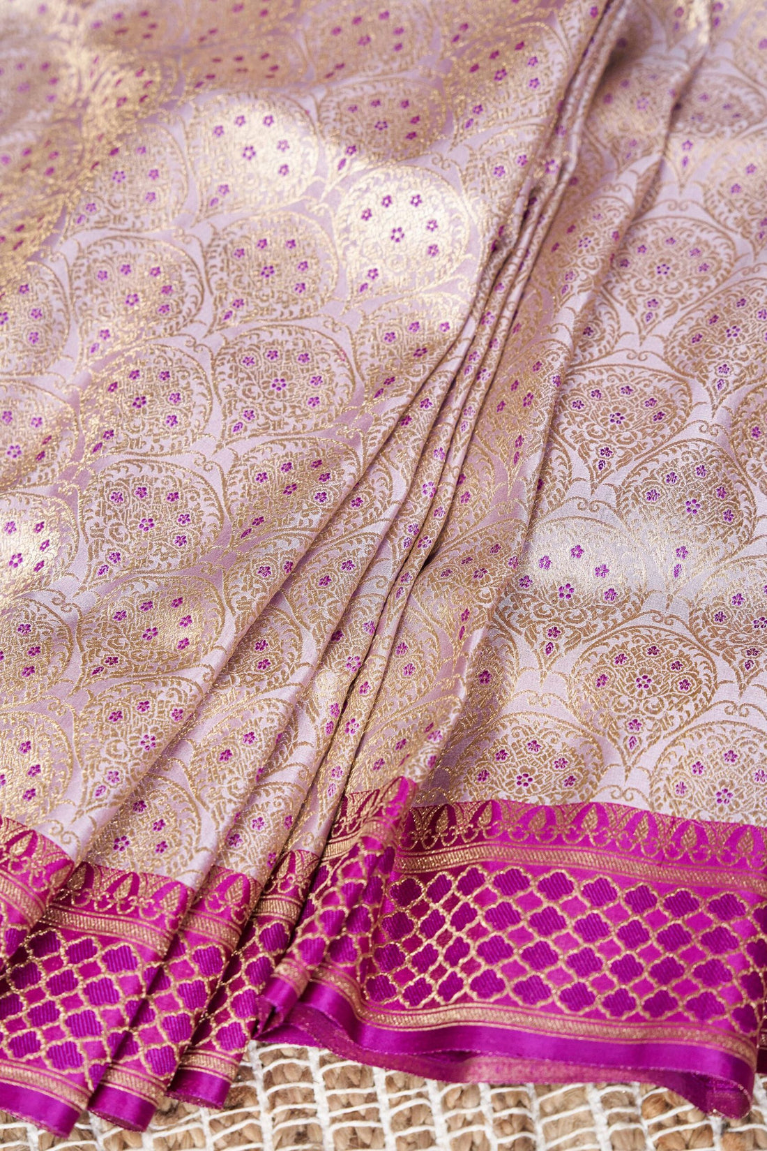 Lavender Brocade Mushru Silk Saree