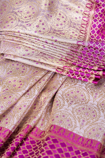 Lavender Brocade Mushru Silk Saree