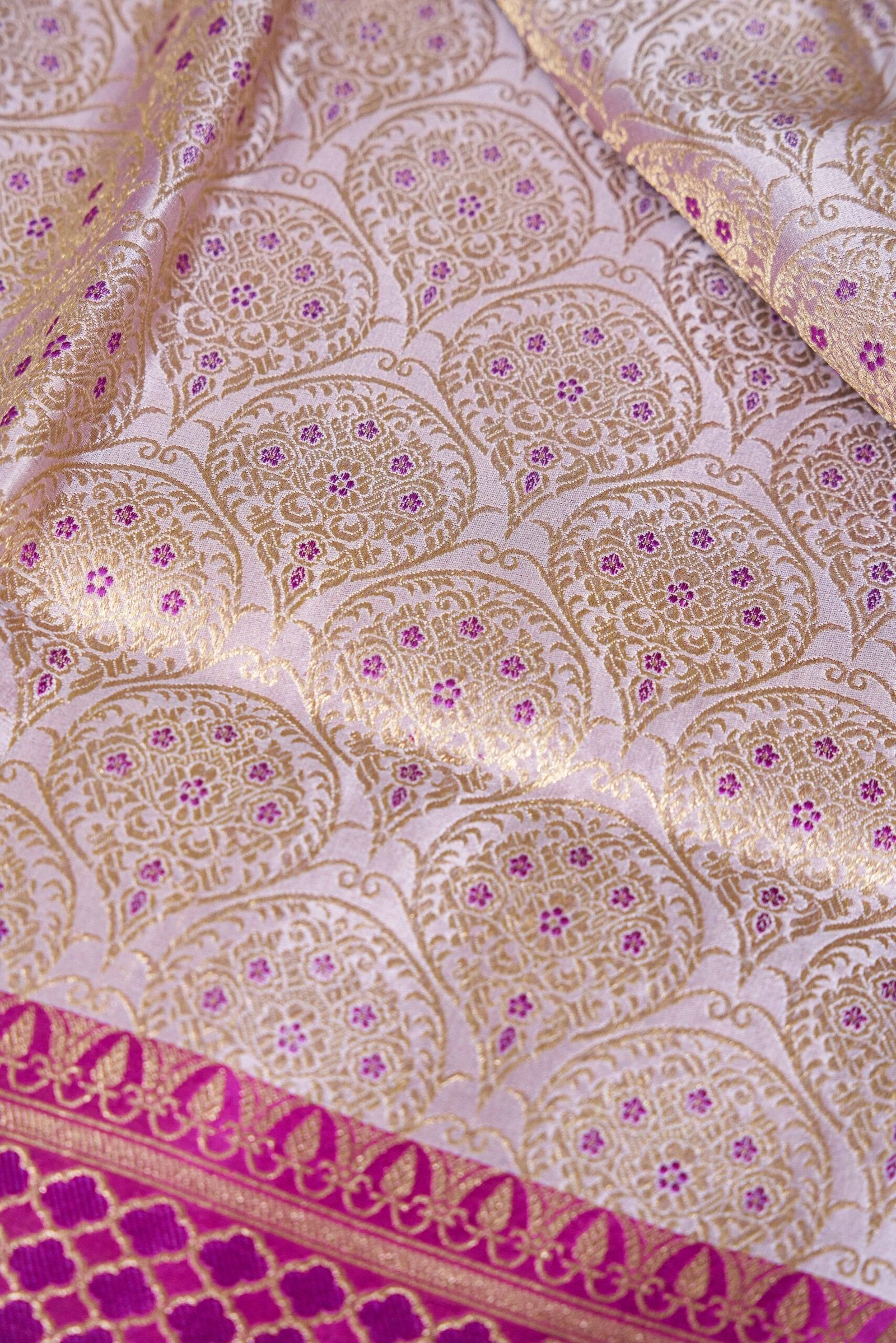 Lavender Brocade Mushru Silk Saree