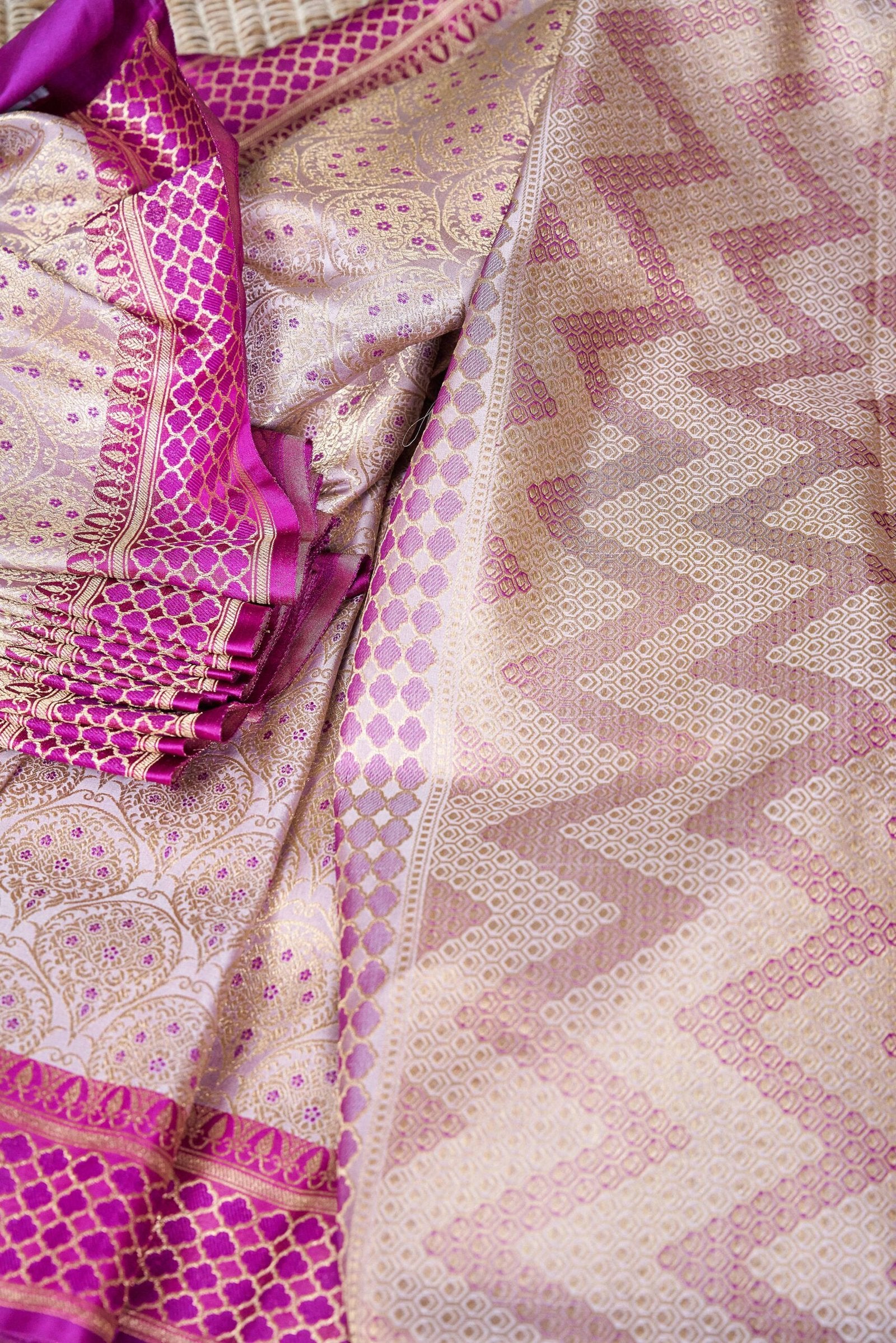 Lavender Brocade Mushru Silk Saree