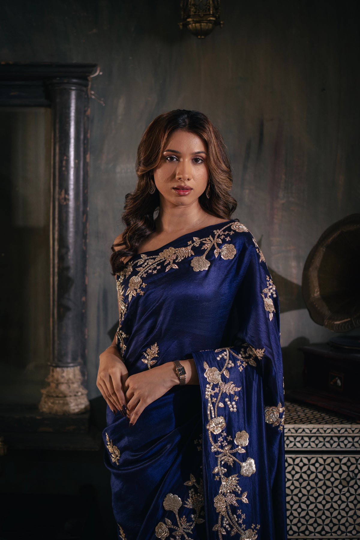 Nishitha (Midnight Blue Zardosi Organza Saree)