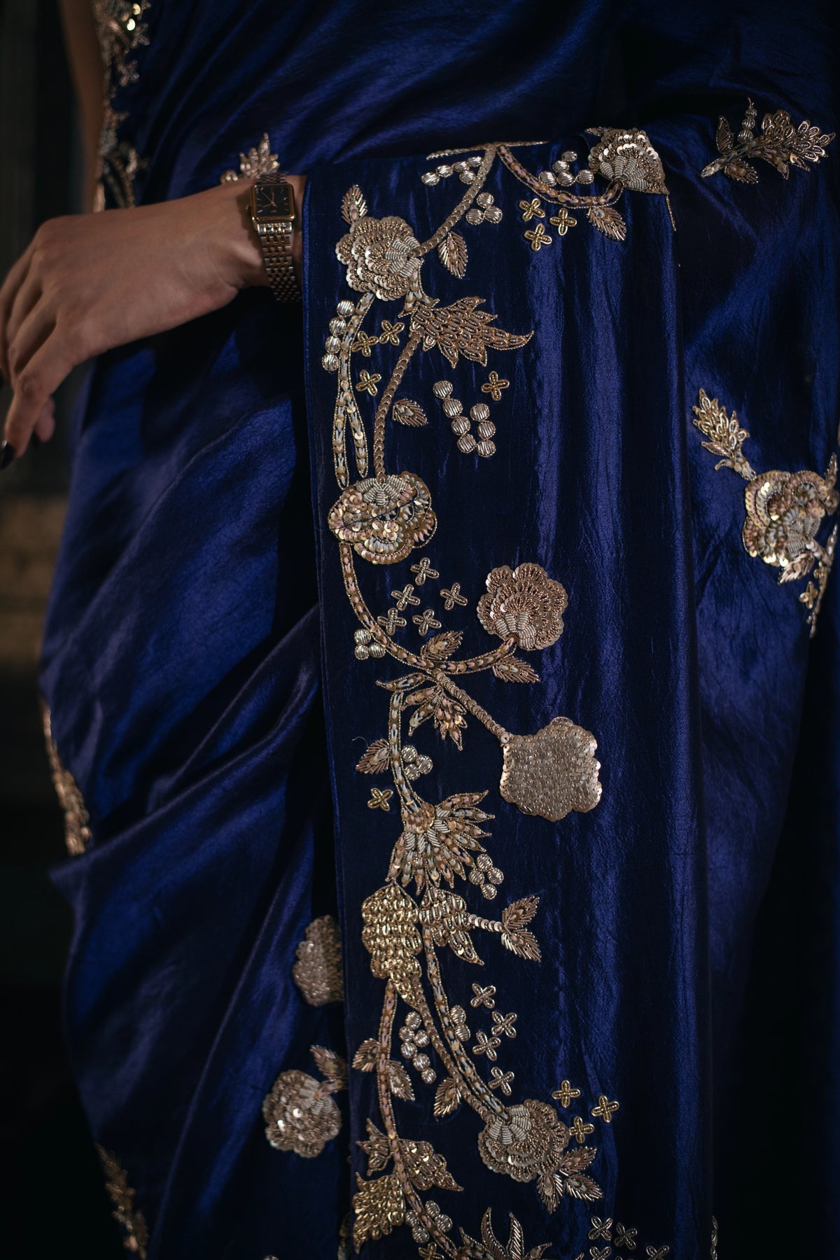 Nishitha (Midnight Blue Zardosi Organza Saree)
