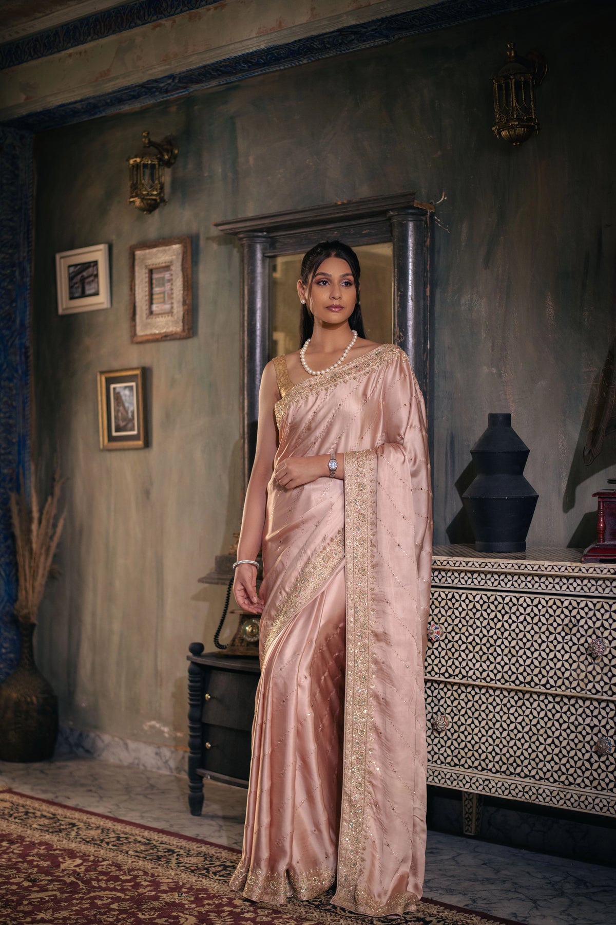 Padmalekha (Baby Pink Zardozi Mushru Saree)