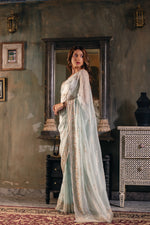 Aakashini (Powder Blue Zardozi Organza Saree)