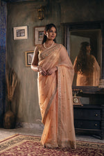 Kusumrekha (Peach Pink Gota Zardozi Saree)