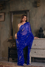 Nilashri (Royal Blue Sequin Chiffon Saree)
